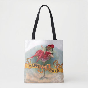Tote Bag Femme victorienne Champagne Rouge Happy
