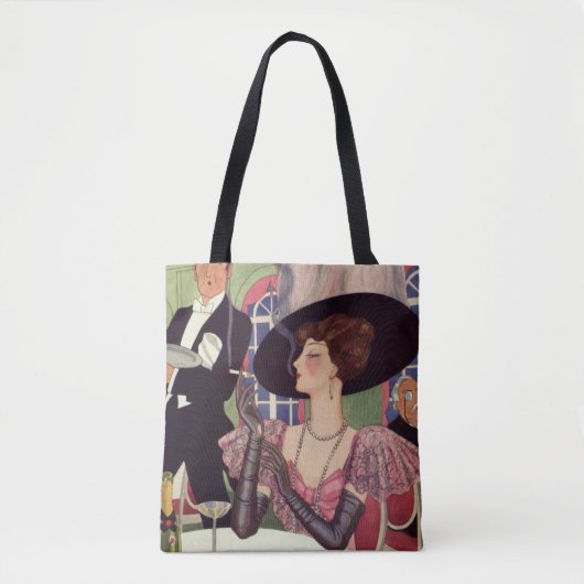 Tote Bag Femme vintage Fumer Cigarette Boire Champagne (Devant)