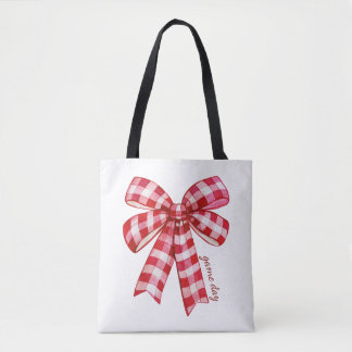Tote Bag Femmes mignonnes à carreaux jour de match noeud