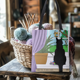 Tote Bag Fenêtre Chat noir regardant dehors