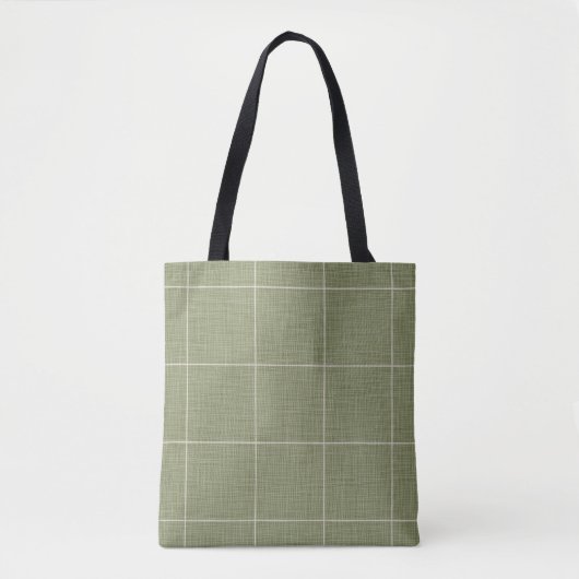 Tote Bag Fenêtre Rustique moderne Plaid Lin Vert (Devant)
