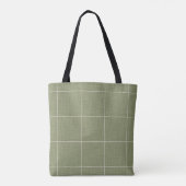 Tote Bag Fenêtre Rustique moderne Plaid Lin Vert (Dos)