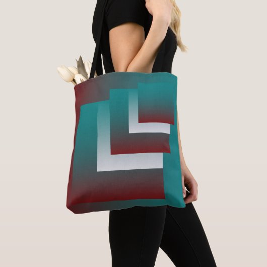 Tote Bag Fenêtres en blanc bordeaux turquoise (De près)