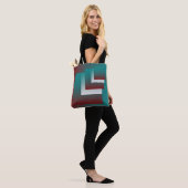 Tote Bag Fenêtres en blanc bordeaux turquoise (Sur le modèle)