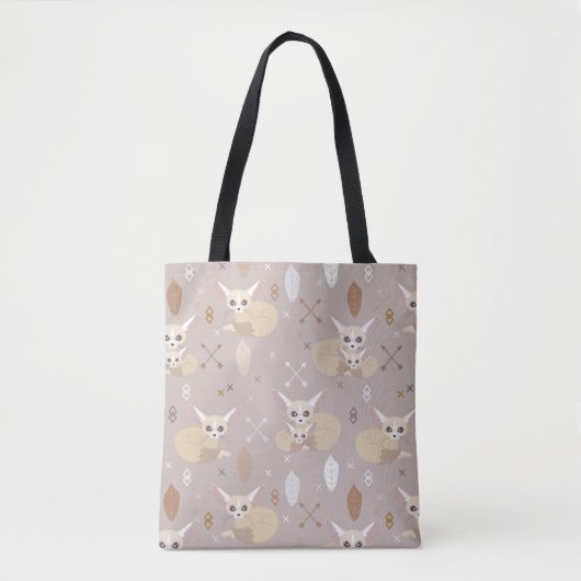 Tote Bag Fennec macule des flèches et des plumes (Devant)