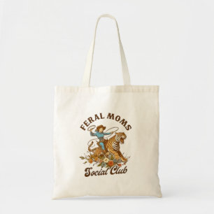 Tote Bag Feral Mom Social Club Funny Retro Boho Cowgirl