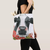 Tote Bag Ferme à pavot - Vache aux fleurs (De près)