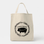 Tote Bag Ferme Bacon frais Cochon Silhouette Wreath (Dos)