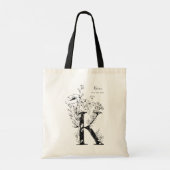 Tote Bag Ferme biologique LETTRE Florale K monogramme (Dos)