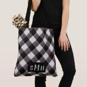 Tote Bag Ferme Buffalo Plaid Check 3 Lettre Monogramme (De près)