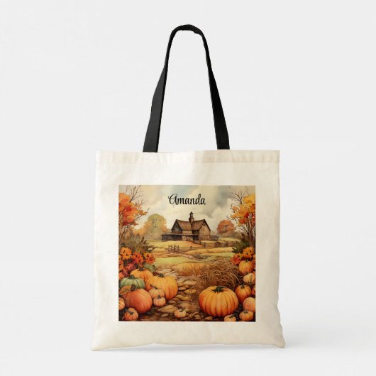 Tote Bag Ferme citrouille automne récolte Thanksgiving (Dos)