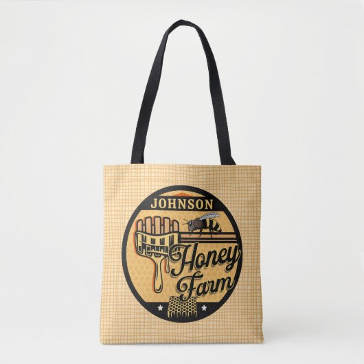 Tote Bag Ferme d'abeilles de miel NOM PERSONNALISÉ Ruche de (Devant)