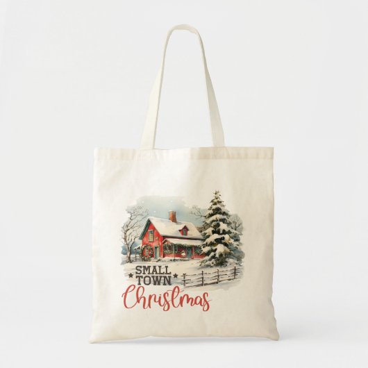 Tote Bag Ferme de Noël rustique de petite ville (Devant)