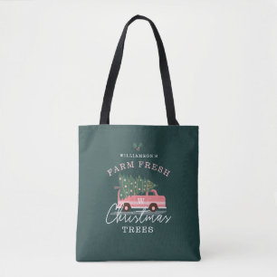 Tote Bag Ferme familiale des arbres de Noël frais Pink Ret