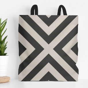 Tote Bag Ferme   moderne noire et ene ivoire du diamant X