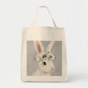 Tote Bag ferme vintage moderne lapin blanc