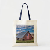 Tote Bag Fermes | Grange rouge rustique avec drapeau améric (Devant)