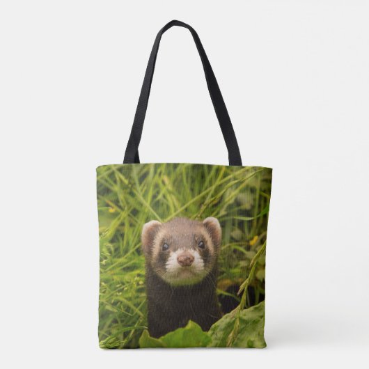 Tote Bag Ferret Brown dans l'herbe (Dos)