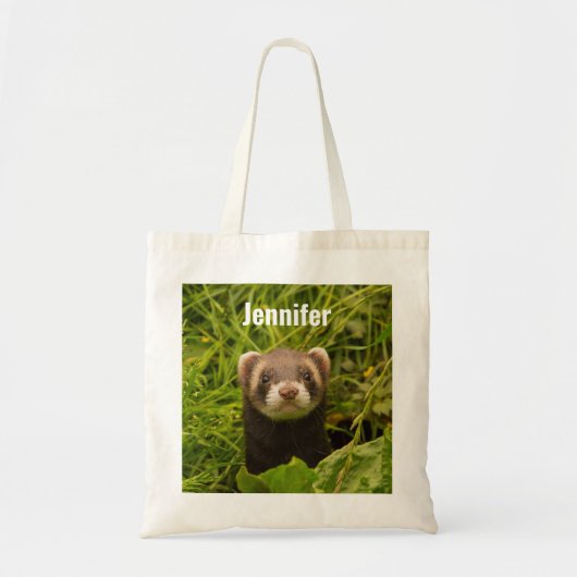 Tote Bag Ferret Brown dans l'herbe (Devant)