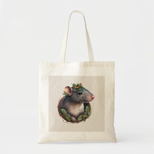 Tote Bag Festif Animaux de compagnie Rat Vacances/Noël (Devant)
