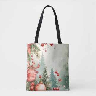 Tote Bag Festif de Noël Vibe aquarelle Fourre-tout
