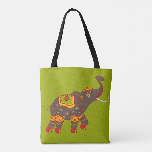 Tote Bag Festif Eléphant Vert (Dos)