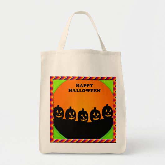 Tote Bag Festin Halloween Jack o' Lantern Silhouettes (Devant)