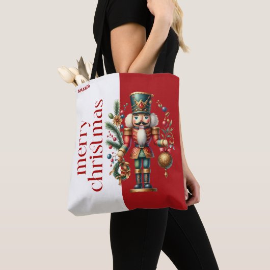 Tote Bag Festin Nutcracker Joyeux Noël Typographie (De près)
