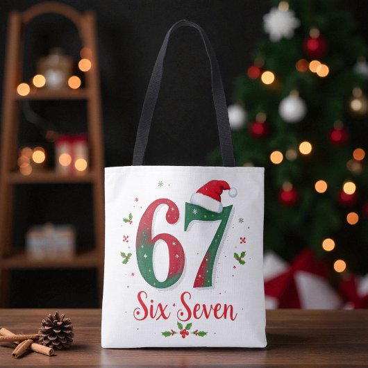 Tote Bag Festive Christmas Meme Six Seven 67 6 7 Holiday