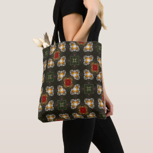 Tote Bag Festive croix rouge marguerites abstraites