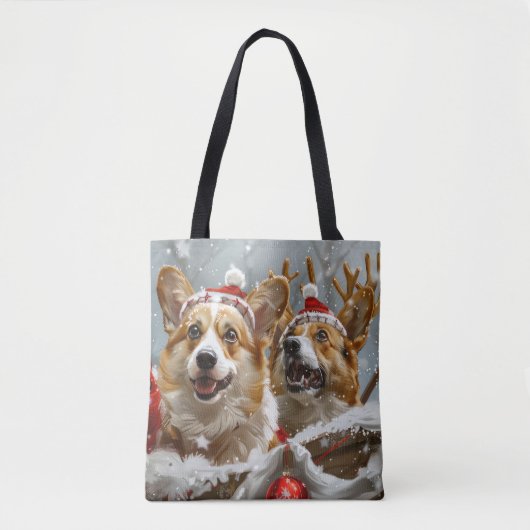 Tote Bag Festive de Noël de Chien de Corgi (Devant)