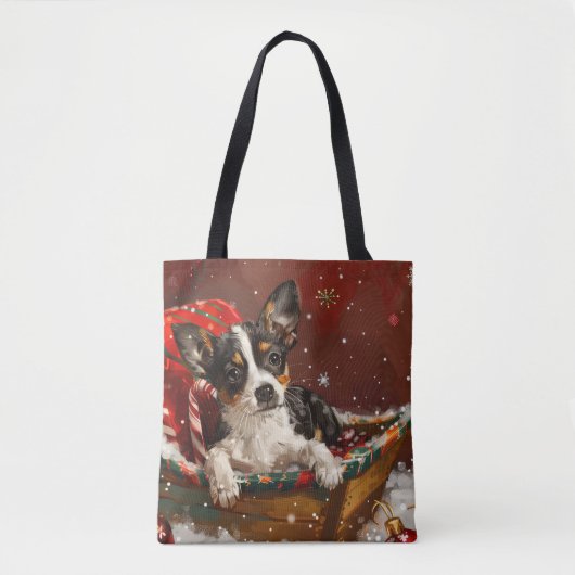 Tote Bag Festive de Noël de chien de Rat Terrier (Devant)