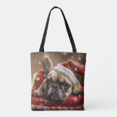 Tote Bag Festive de Noël de Chien de taureaux français (Dos)