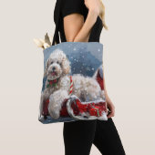 Tote Bag Festive de Noël du chien de caniche (De près)