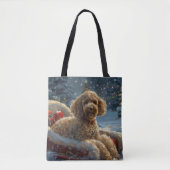 Tote Bag Festive de Noël du chien de caniche (Devant)