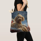 Tote Bag Festive de Noël du chien de caniche (De près)