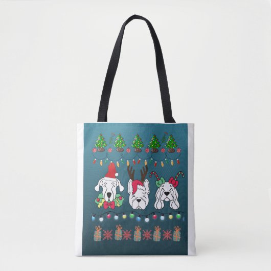 Tote Bag Festive dogs Christmas pattern -cute holiday dogs (Devant)