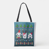 Tote Bag Festive dogs Christmas pattern -cute holiday dogs (Dos)