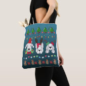 Tote Bag Festive dogs Christmas pattern -cute holiday dogs (De près)