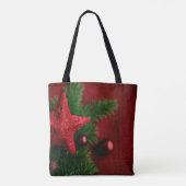Tote Bag Festive Red Star Christmas  Bag (Dos)