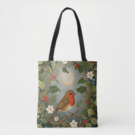 Tote Bag Festive Robin et Holly (Devant)