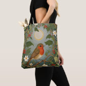 Tote Bag Festive Robin et Holly (De près)