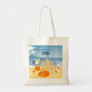 Tote Bag Fête d'anniversaire de bébé garçon sur la plage av