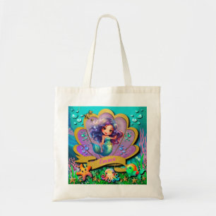 Tote Bag Fête d'anniversaire sous la mer et fille sirène