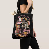 Tote Bag Fête de Bachelorette à Nashville - « Bottes, Paill (De près)