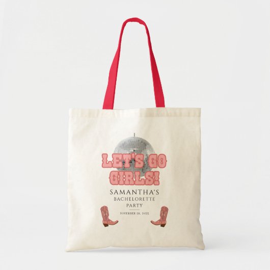 Tote Bag Fête de Bachelorette Cowgirl Disco Allons-y (Devant)