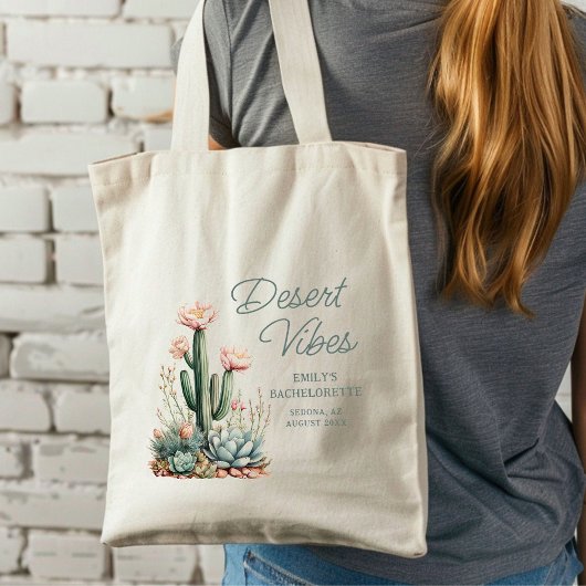 Tote Bag Fête de Bachelorette Désert Fleur Cactus