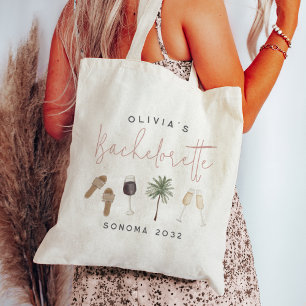 Tote Bag Fête de Bachelorette Personnalisée au Pays du Vin