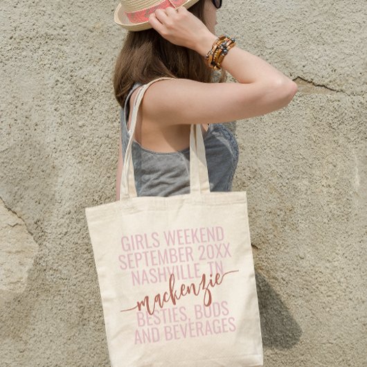Tote Bag Fête de Bachelorette rose moderne filles Getaway
