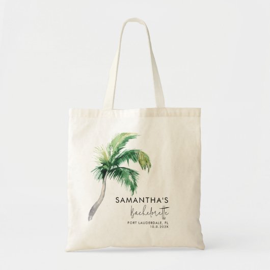 Tote Bag Fête de Bachelorette sur mesure Palmier Tropical (Devant)